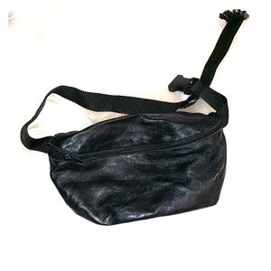 Black leather fanny pack